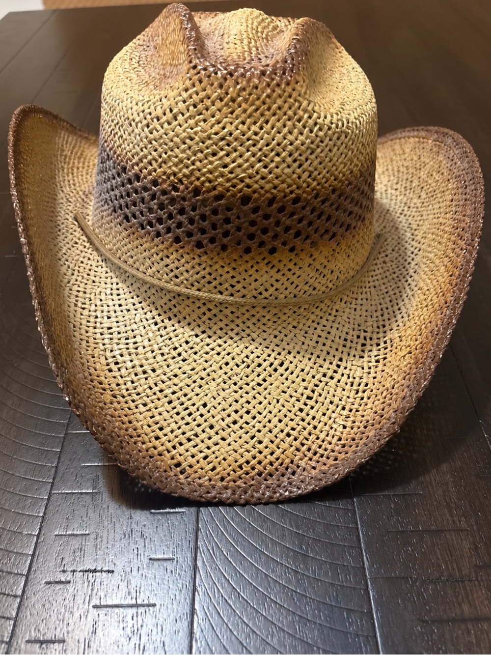 Women's Two-Tone Straw Cowboy Hat in Natural and Brown